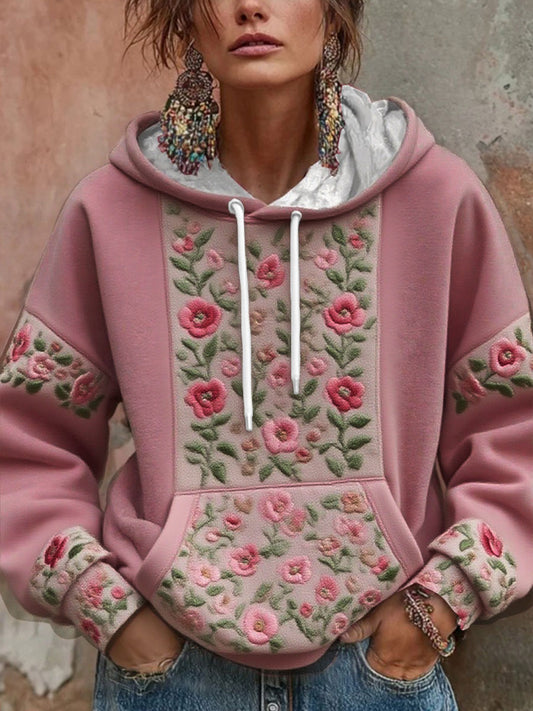 Sweat à capuche imprimé floral sensibilisation au cancer du sein pour femmes