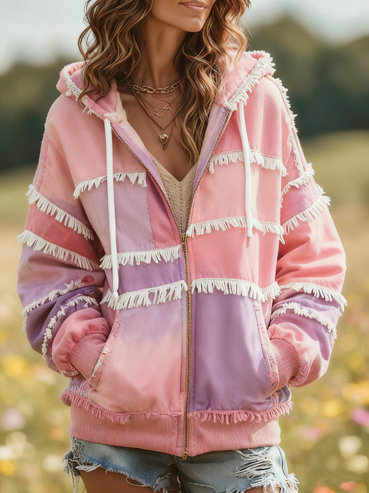 Sweat à capuche décontracté à imprimé floral pour femmes