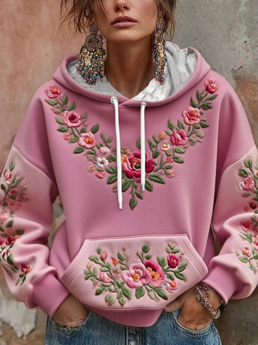 Sweat à capuche imprimé floral sensibilisation au cancer du sein pour femmes