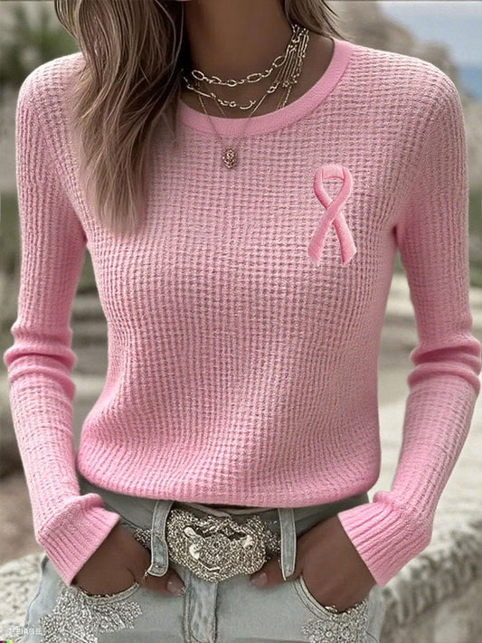 Women's Breast Cancer Awareness Pink Ribbon T-Shirts à manches longues