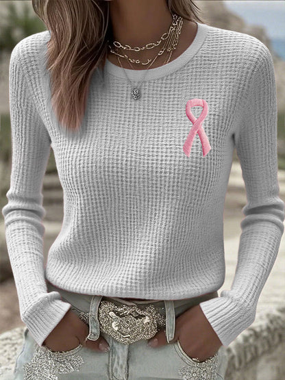 Women's Breast Cancer Awareness Pink Ribbon T-Shirts à manches longues