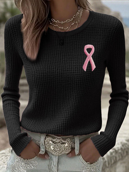 Women's Breast Cancer Awareness Pink Ribbon T-Shirts à manches longues