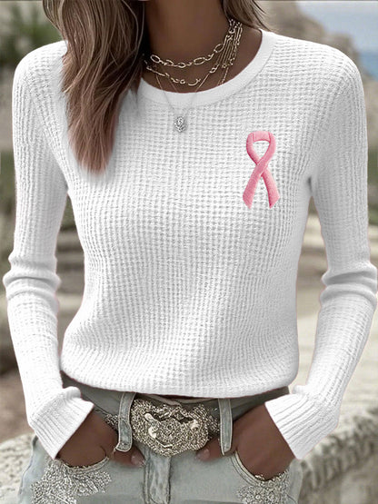 Women's Breast Cancer Awareness Pink Ribbon T-Shirts à manches longues