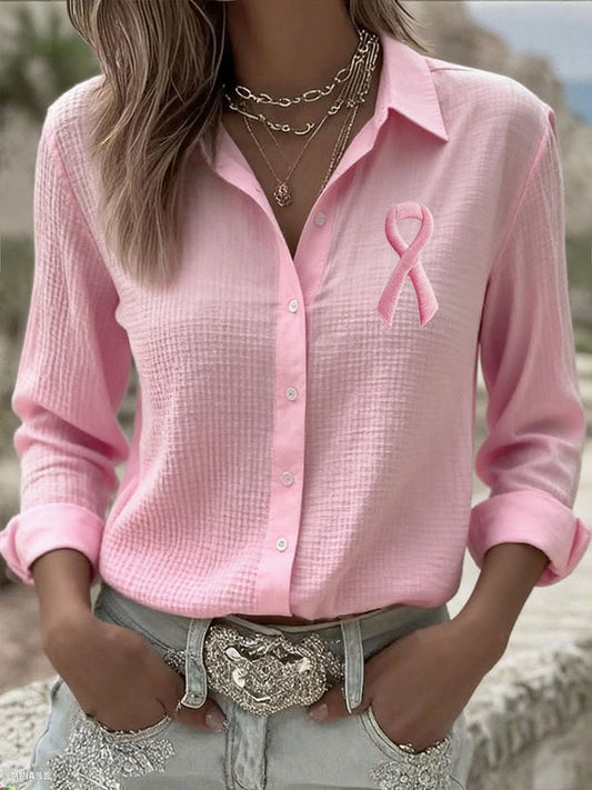 Sensibilisation au cancer du sein Chemises à ruban rose pour femmes