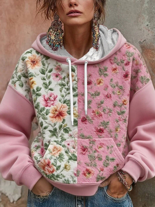 Sweat à capuche imprimé floral sensibilisation au cancer du sein pour femmes