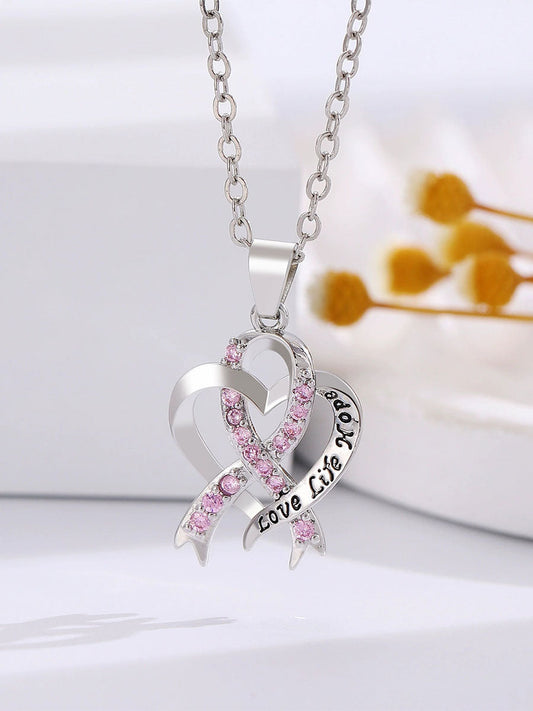 Sensibilisation au cancer du sein des femmes Collier ruban rose