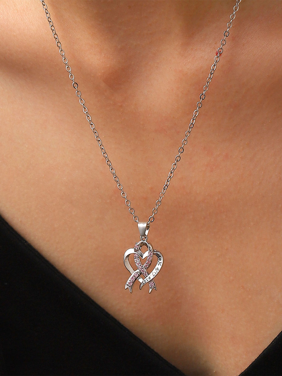 Sensibilisation au cancer du sein des femmes Collier ruban rose