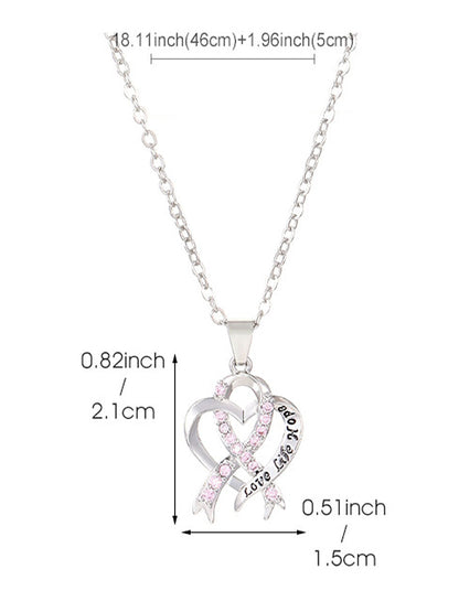 Sensibilisation au cancer du sein des femmes Collier ruban rose