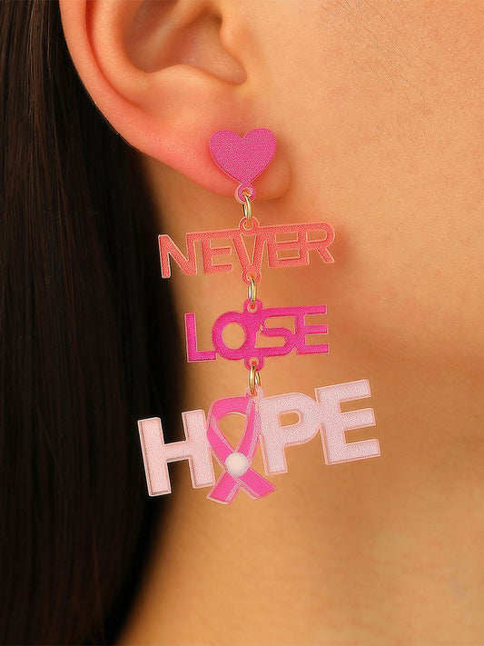Boucles d'Oreilles Femme Ruban Rose Sensibilisation au Cancer du Sein