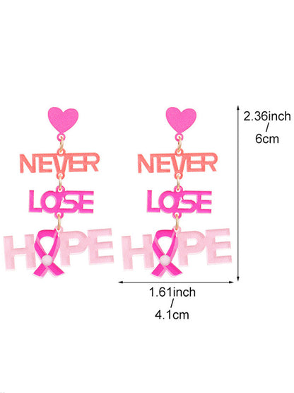 Boucles d'Oreilles Femme Ruban Rose Sensibilisation au Cancer du Sein