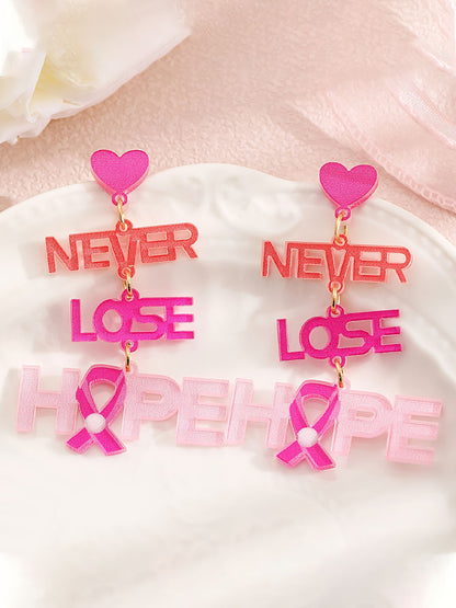 Boucles d'Oreilles Femme Ruban Rose Sensibilisation au Cancer du Sein