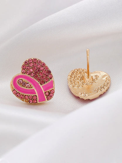 Boucles d'Oreilles Femme Ruban Rose Sensibilisation au Cancer du Sein