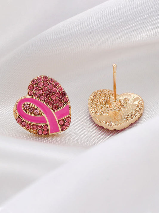 Boucles d'Oreilles Femme Ruban Rose Sensibilisation au Cancer du Sein