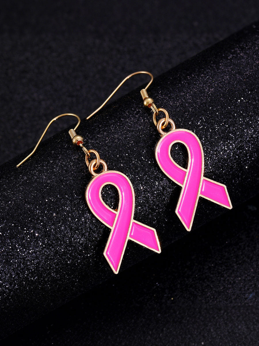 Boucles d'Oreilles Femme Ruban Rose Sensibilisation au Cancer du Sein