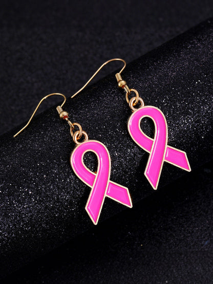 Boucles d'Oreilles Femme Ruban Rose Sensibilisation au Cancer du Sein