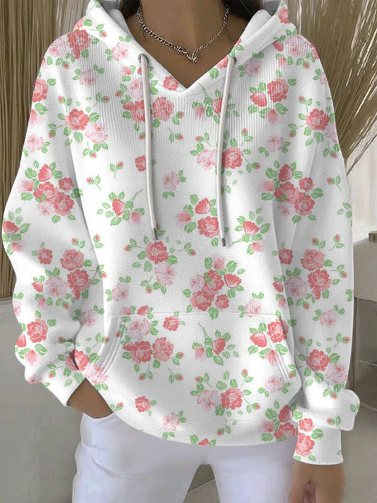 Sweat à Capuche Décontracté Femme Rose Cancer Du Sein Imprimé