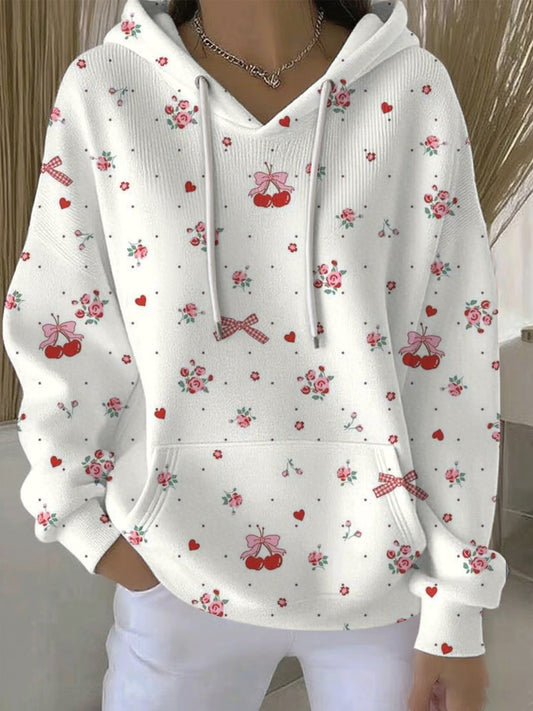 Sweat à Capuche Décontracté Femme Rose Cancer Du Sein Imprimé