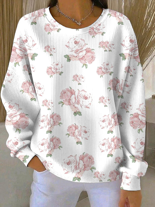 Sweatshirt Décontracté Femme Rose Imprimé Cancer Du Sein