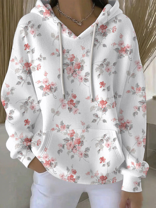 Sweat à Capuche Décontracté Femme Rose Cancer Du Sein Imprimé