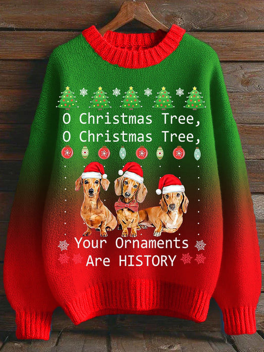 Teckel de Noël des femmes de Noël Arbre ras du cou Gradient Pull