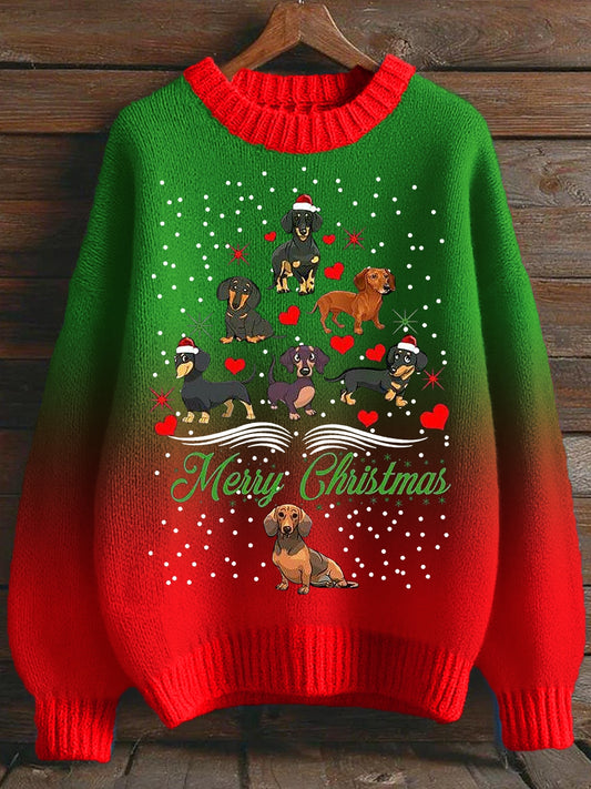 Teckel de Noël des femmes de Noël Arbre ras du cou Gradient Pull