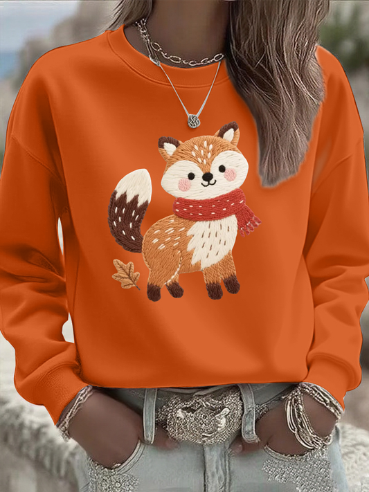 Les animaux de l'automne des femmes impriment le sweat-shirt régulier