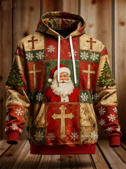 Sweat à capuche décontracté imprimé de Noël pour hommes