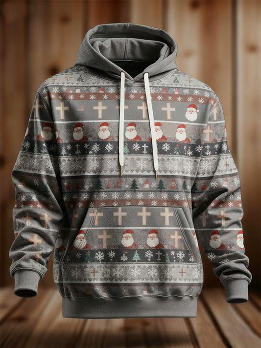 Sweat à capuche décontracté imprimé de Noël pour hommes
