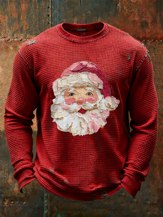 T-shirt occasionnel de gaufre de Noël des hommes