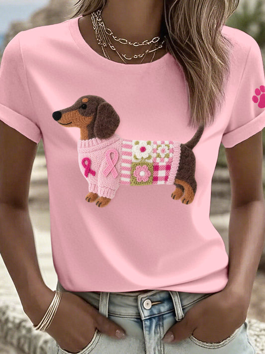 T-shirt de modèle de teckel d'art de feutre des femmes