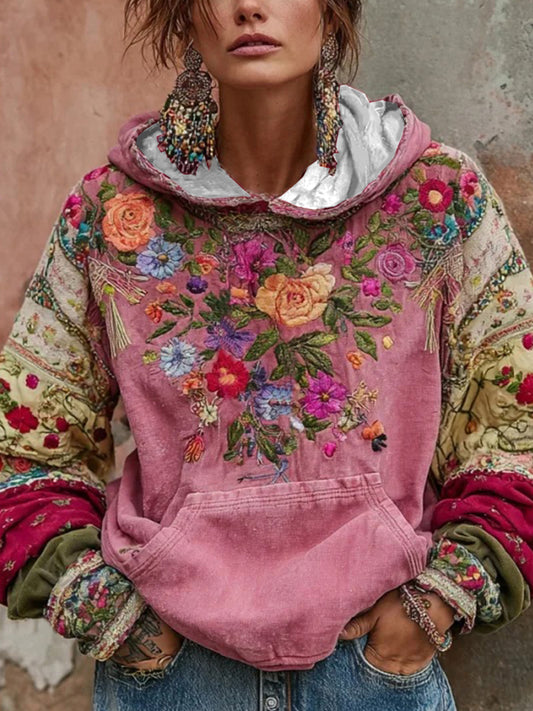 Women's Breast Cancer Awareness Floral Art Sweat à capuche
