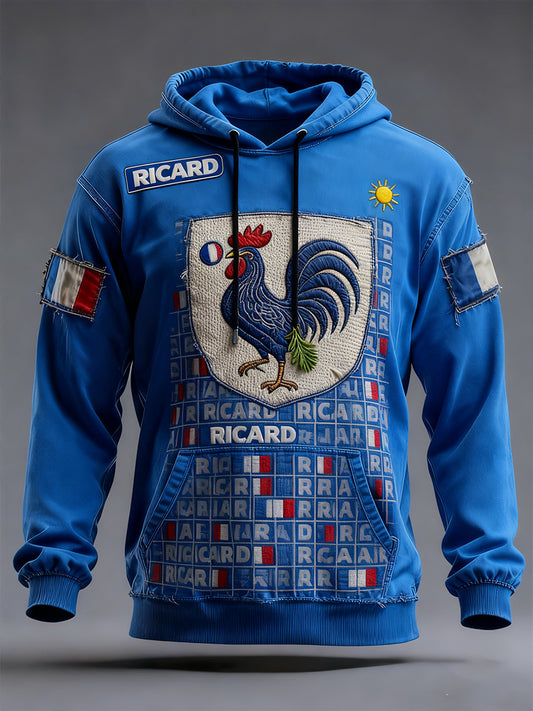 Sweat à capuche décontracté Vintage French Flag Ricard pour homme