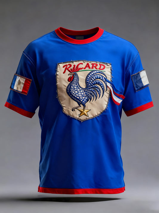 Drapeau Français Vintage Ricard des hommes en détresse T-shirt décontracté