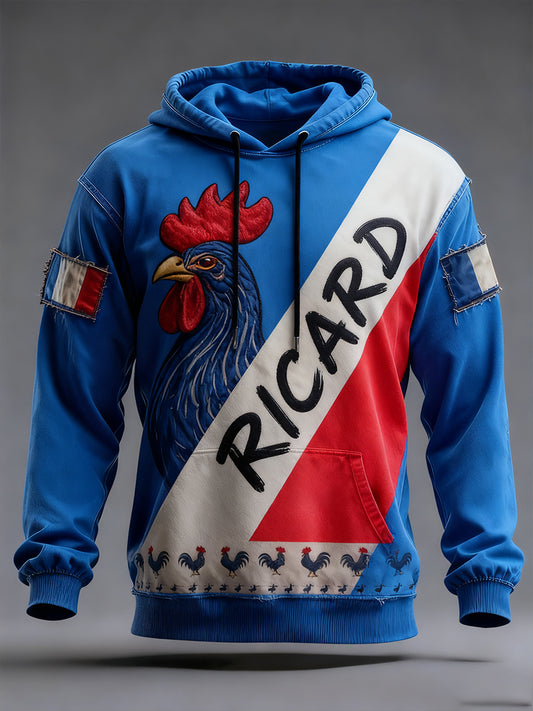 Sweat à capuche décontracté Vintage French Flag Ricard pour homme