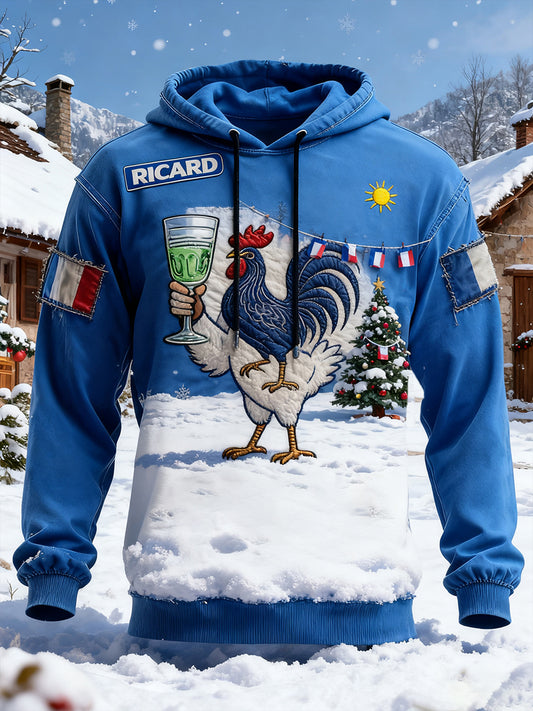 Sweat à capuche décontracté Vintage French Flag Ricard pour homme