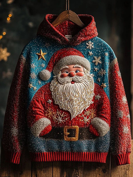 Sweat à Capuche Imprimé Père Noël Vintage Femme