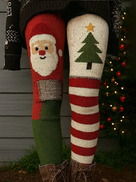 Arbre de Noël et le père Noël Art confortable Leggings femmes