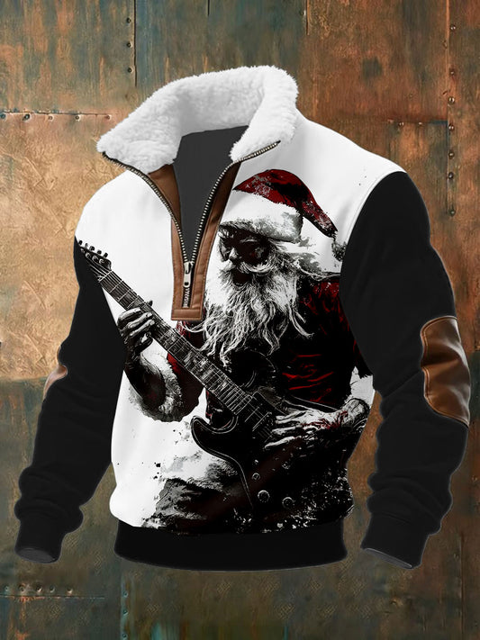Hommes Guitar Rock Santa Baggy Zip-up Hoodie