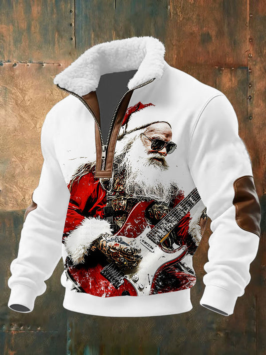Hommes Guitar Rock Santa Baggy Zip-up Hoodie
