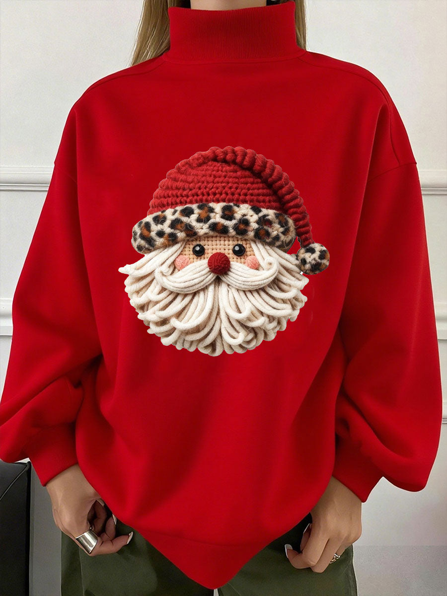 Sweat-shirt Femme Imprimé Père Noël à Col Haut
