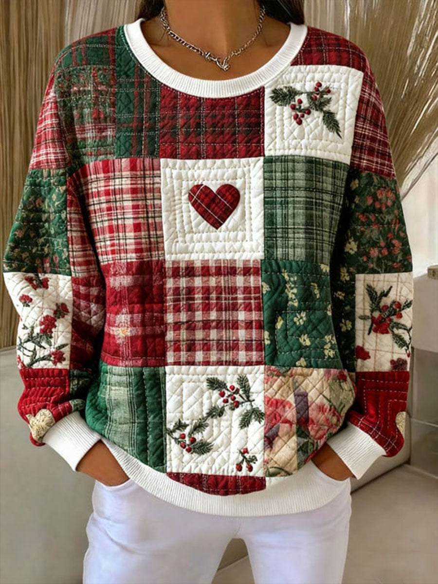 Sweatshirt à col rond côtelé Noël Femme