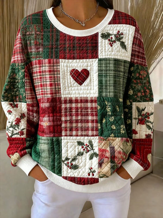Sweatshirt à col rond côtelé Noël Femme