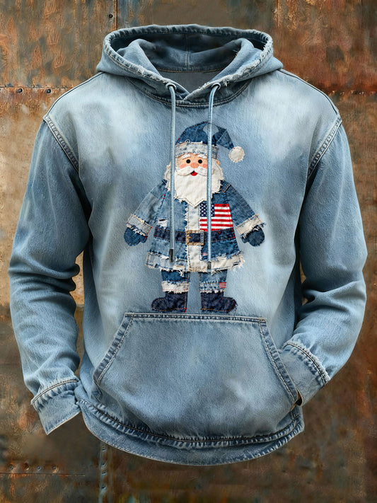 Sweat à capuche décontracté à imprimé père Noël pour hommes