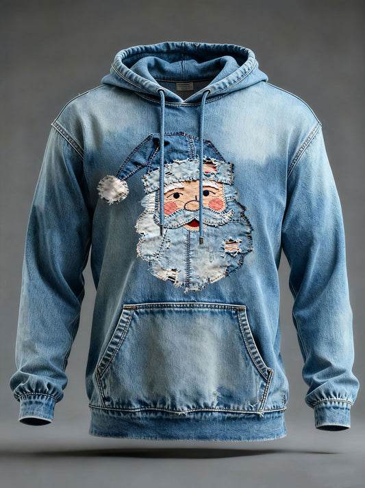 Sweat à capuche décontracté à imprimé père Noël pour hommes