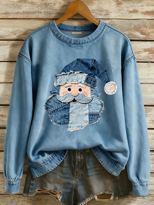 Sweat-shirt décontracté imprimé Père Noël pour femmes