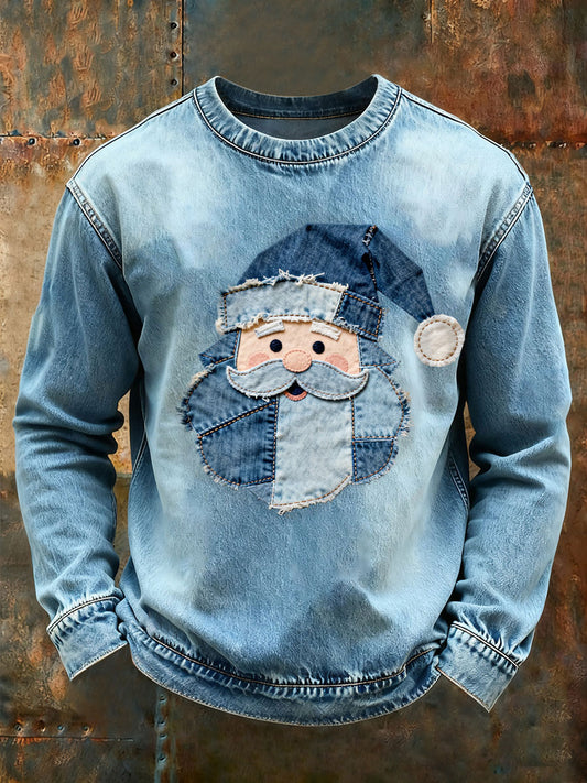 Sweat-shirt décontracté imprimé Père Noël pour hommes