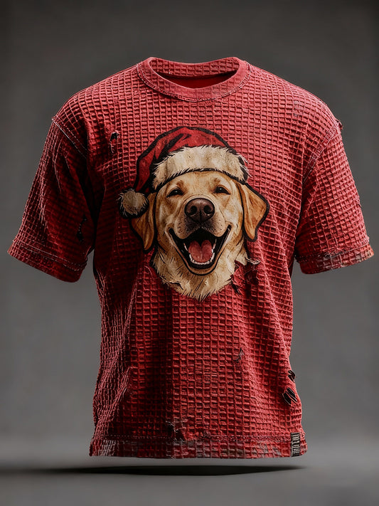 T-shirts gaufrés Labrador Retriever de Noël pour hommes