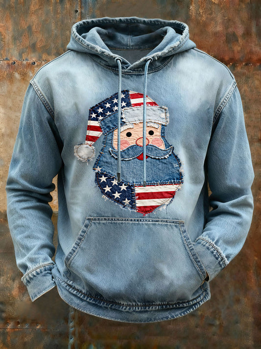Sweat à capuche décontracté à imprimé père Noël pour hommes