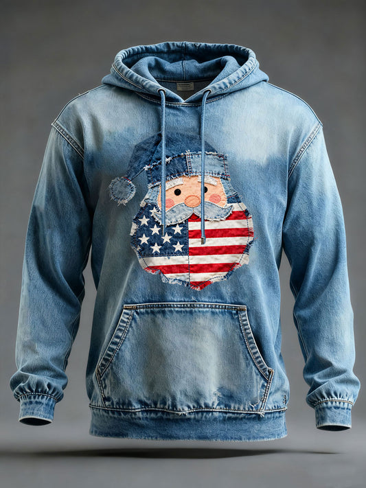 Sweat à capuche décontracté à imprimé père Noël pour hommes
