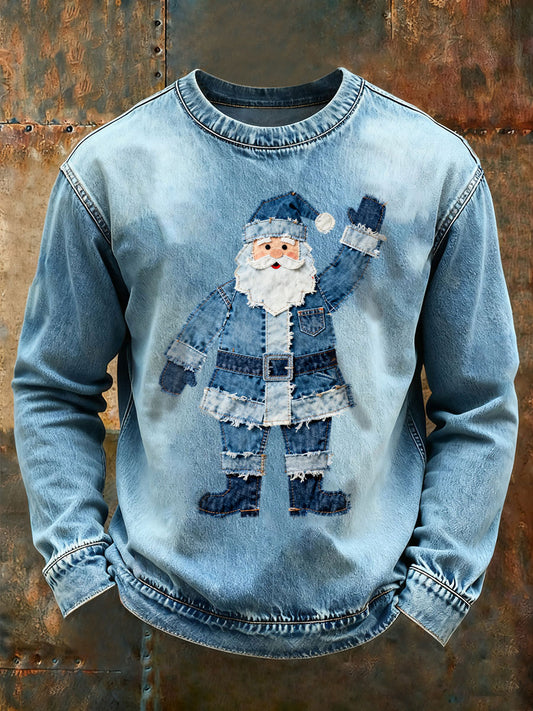 Sweat-shirt décontracté imprimé Père Noël pour hommes